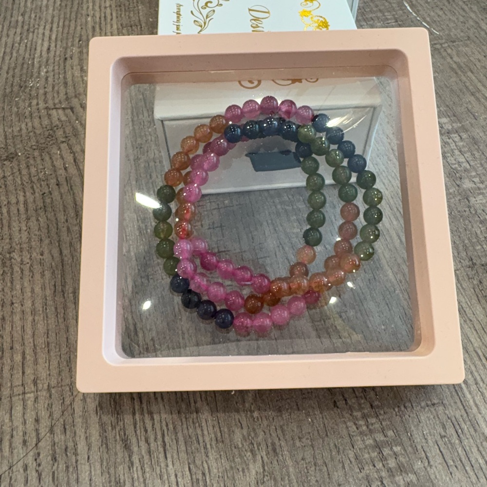 Multicolor tourmaline crystal Bracelet Set